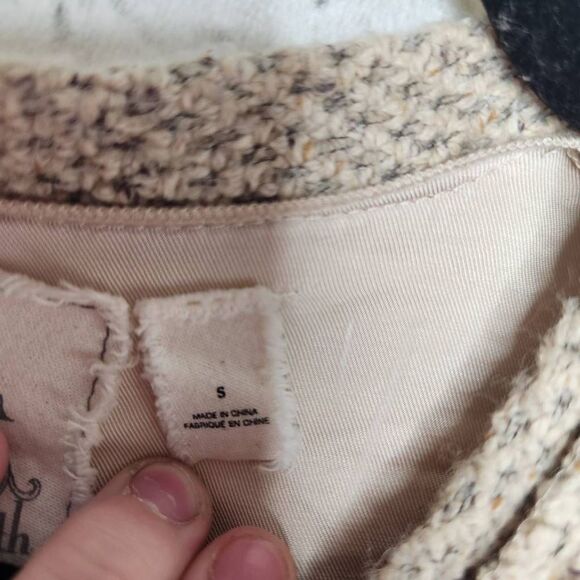 Angel of the North Envalira Wool Blend Tweed Blazer Jacket Beige Size Small - Picture 11 of 12